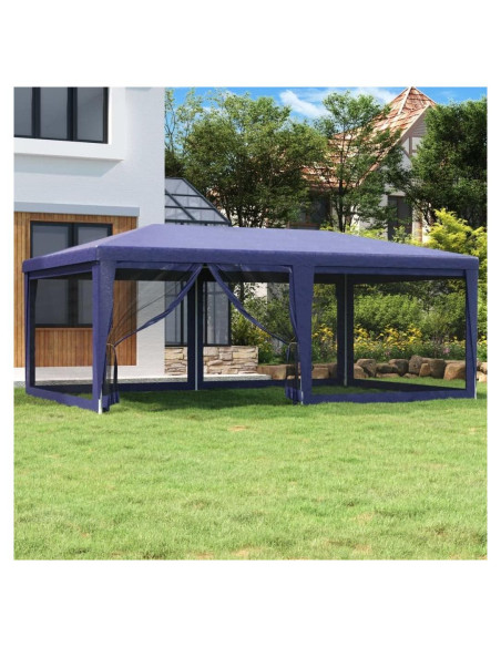 Carpa de Fiesta MINERWALL 6x4m con 6 Paredes de Malla Azul Carpa de Fiesta MINERWALL 6x4m con 6 Paredes de Malla Azul