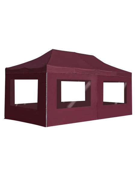 Carpa de Fiesta Plegable YELWHI 5.8x3m Rojo Vino con Paneles Carpa de Fiesta Plegable YELWHI 5.8x3m Rojo Vino con Paneles