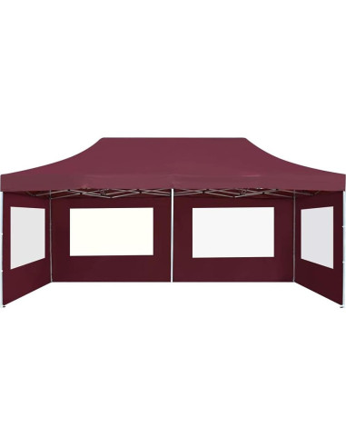 Carpa de Fiesta Plegable YELWHI 5.8x3m Rojo Vino con Paneles