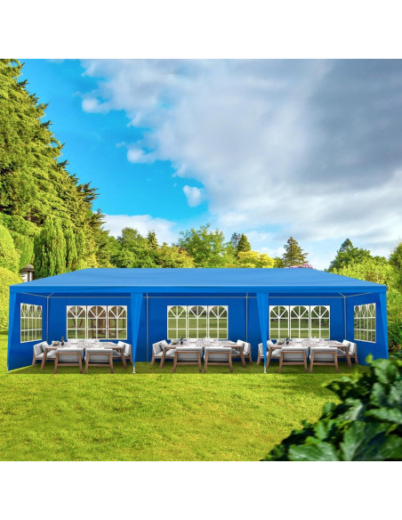 Pabellón Pop Up MELOOLM 10x30m Azul Impermeable con Paredes Pabellón Pop Up MELOOLM 10x30m Azul Impermeable con Paredes