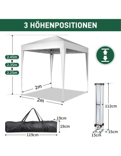 Carpa Plegable Gazebo JHengShop 200x200cm Resistente UV 2