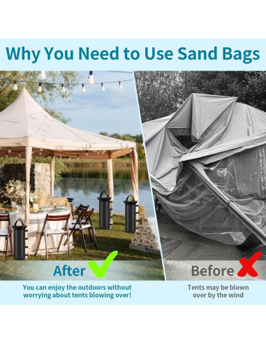 4 Bolsas de Arena PEASUG para Carpa y Gazebo - 15.24x50.8cm