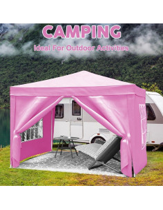 Carpa Plegable YJSPSSW 3x3m con 4 Paredes Removibles Rosa 2