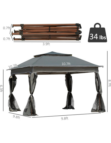 Carpa Plegable AnhuaUSA 3x3m con Red Desmontable para Jardín