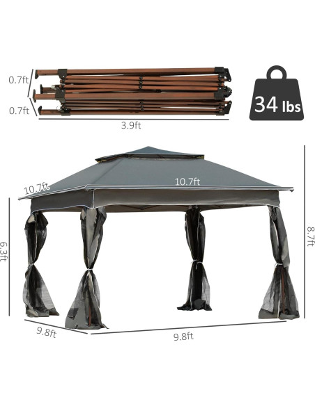 Carpa Plegable AnhuaUSA 3x3m con Red Desmontable para Jardín Carpa Plegable AnhuaUSA 3x3m con Red Desmontable para Jardín