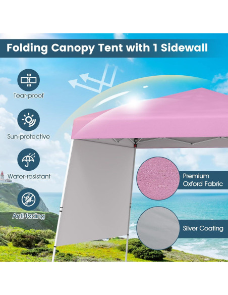 Carpa Plegable Tangkula 3x3m Rosa con Pared Lateral UPF 50+ Carpa Plegable Tangkula 3x3m Rosa con Pared Lateral UPF 50+