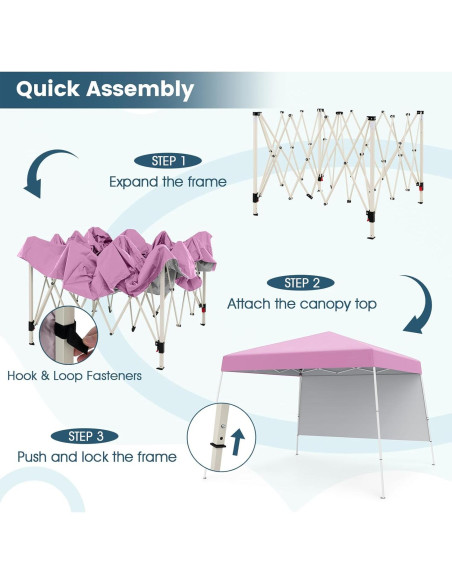 Carpa Plegable Tangkula 3x3m Rosa con Pared Lateral UPF 50+ Carpa Plegable Tangkula 3x3m Rosa con Pared Lateral UPF 50+