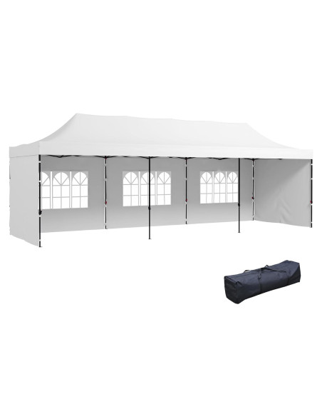 Carpa Plegable Outsunny 9.5x28 ft Blanca con Paredes Laterales Carpa Plegable Outsunny 9.5x28 ft Blanca con Paredes Laterales