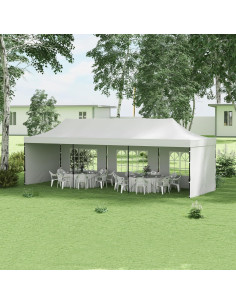 Carpa Plegable Outsunny 9.5x28 ft Blanca con Paredes Laterales 2