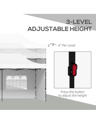 Carpa Plegable Outsunny 9.5x28 ft Blanca con Paredes Laterales