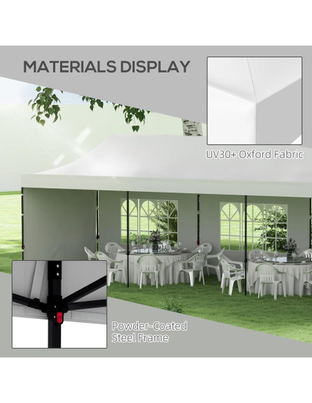 Carpa Plegable Outsunny 9.5x28 ft Blanca con Paredes Laterales Carpa Plegable Outsunny 9.5x28 ft Blanca con Paredes Laterales