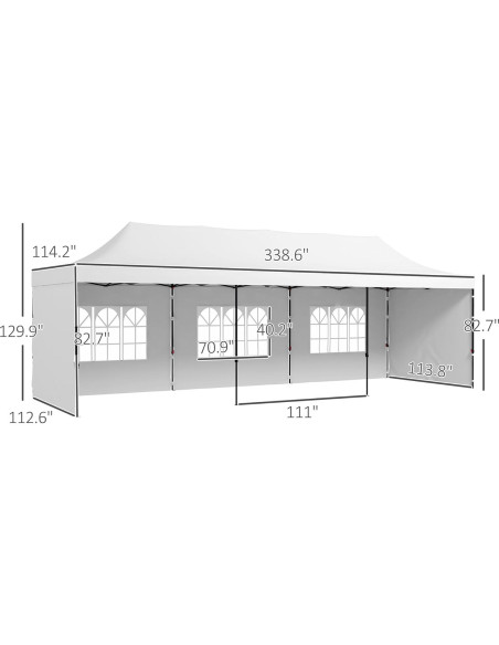 Carpa Plegable Outsunny 9.5x28 ft Blanca con Paredes Laterales Carpa Plegable Outsunny 9.5x28 ft Blanca con Paredes Laterales