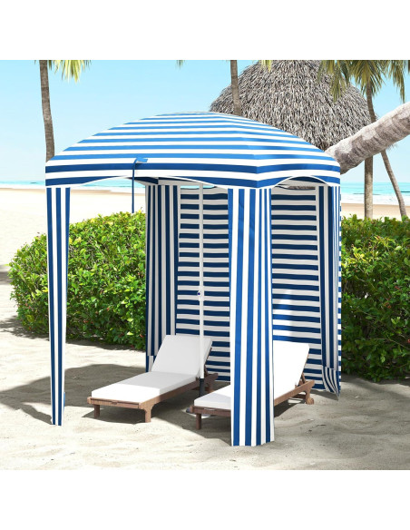 Paraguas de Playa Portátil Outsunny 1.8m x 1.8m Azul y Blanco Paraguas de Playa Portátil Outsunny 1.8m x 1.8m Azul y Blanco