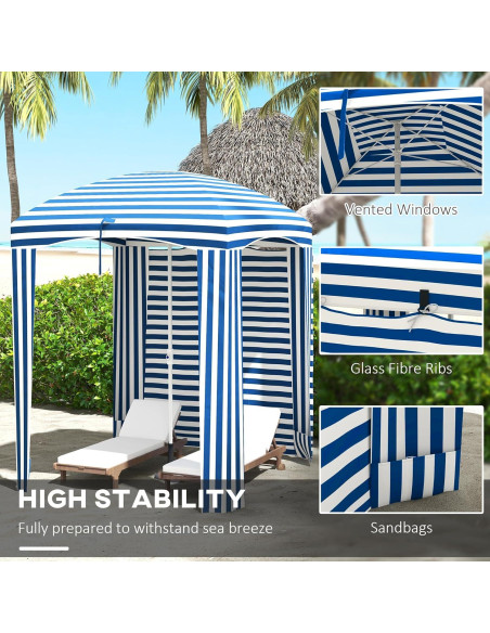 Paraguas de Playa Portátil Outsunny 1.8m x 1.8m Azul y Blanco Paraguas de Playa Portátil Outsunny 1.8m x 1.8m Azul y Blanco