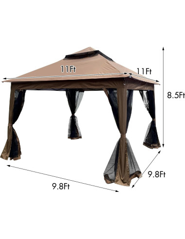 Gazebo Plegable 3.35x3.35m SeeTruth con Red Desmontable