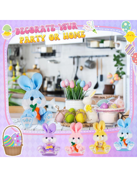 Conejos de Pascua de Peluche Shappy 30 cm 4 Pcs Coloridos Conejos de Pascua de Peluche Shappy 30 cm 4 Pcs Coloridos