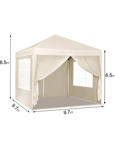 Carpa Plegable Beige 3x3m con 4 Paredes Removibles - Genérico