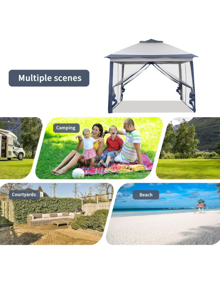Carpa Plegable GDY 3.35x3.35m con Mosquitera Azul Carpa Plegable GDY 3.35x3.35m con Mosquitera Azul