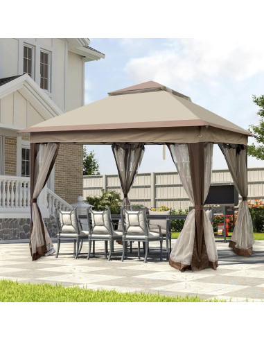 Gazebo Plegable Baisha 3.35x3.35m con Paredes de Malla