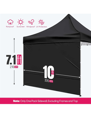Pared Lateral de Carpa 10x10 KaKuEike Negra Impermeable 600D