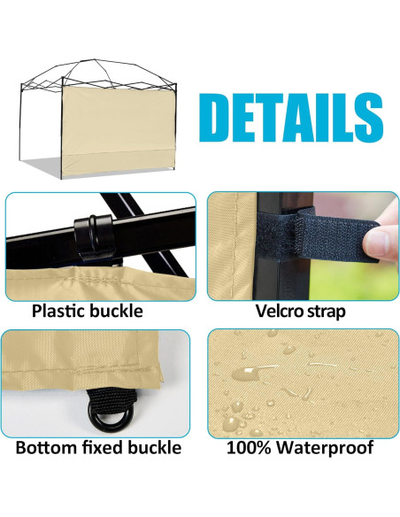 Paredes Laterales de Carpa Anyoupin 3 PCS Beige 2.95m x 1.88m Paredes Laterales de Carpa Anyoupin 3 PCS Beige 2.95m x 1.88m