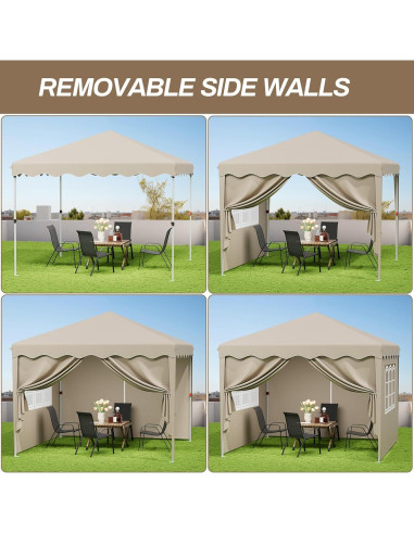 Carpa Plegable TLSUNNY 10x10 Caqui Impermeable 6-10 Personas