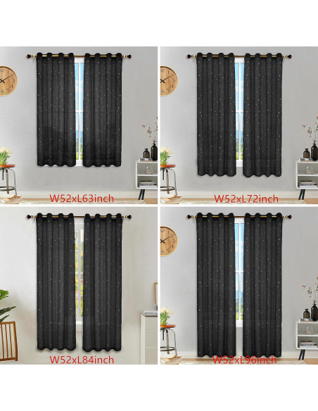 Cortinas Transparentes Eimilaly 2 Paneles 182,88 cm Estrellas Cortinas Transparentes Eimilaly 2 Paneles 182,88 cm Estrellas
