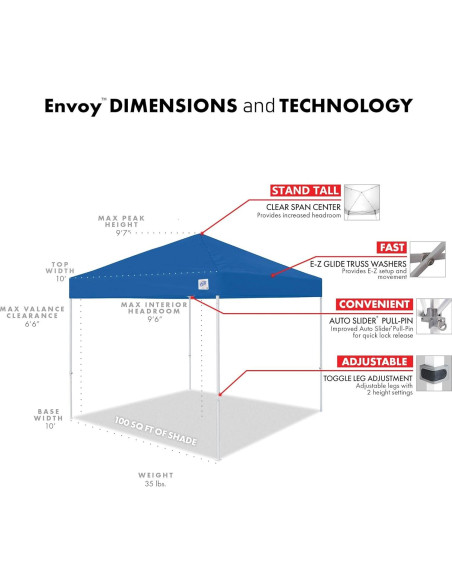Tienda de Pabellón E-Z UP Envoy 3.05m x 3.05m Azul Tienda de Pabellón E-Z UP Envoy 3.05m x 3.05m Azul