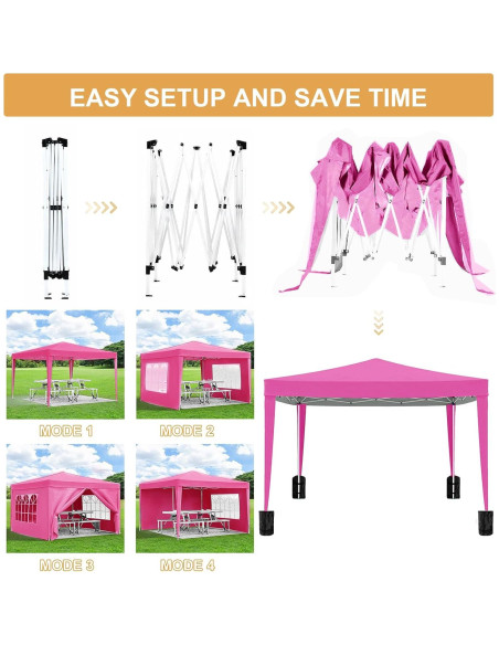 Carpa Plegable 3x3m Susici Rosa con 4 Paredes y Accesorios Carpa Plegable 3x3m Susici Rosa con 4 Paredes y Accesorios