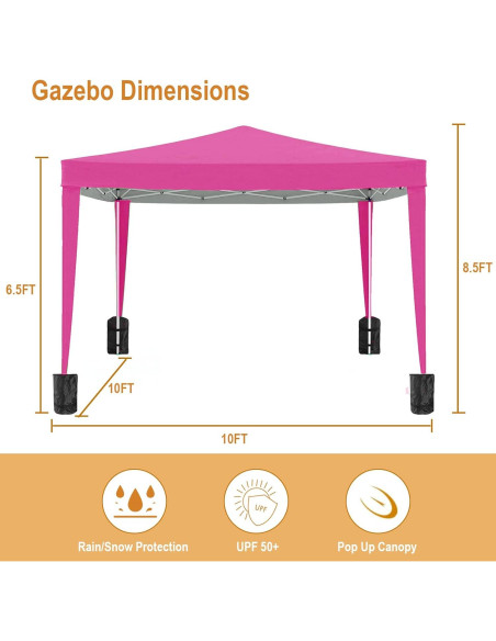 Carpa Plegable 3x3m Susici Rosa con 4 Paredes y Accesorios Carpa Plegable 3x3m Susici Rosa con 4 Paredes y Accesorios