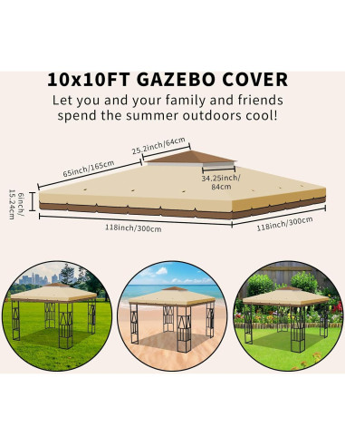 Cubierta de Gazebo Homegroove 3x3m Impermeable Doble Techo