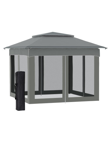 Carpa Plegable Adigyco 3.25x3.25m Gris Oscuro con Red