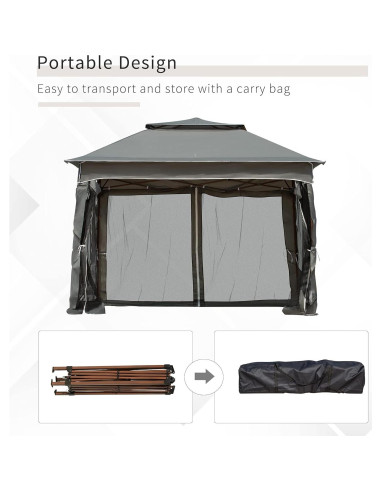 Carpa Plegable Adigyco 3.25x3.25m Gris Oscuro con Red