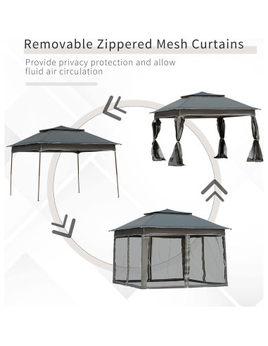 Carpa Plegable Adigyco 3.25x3.25m Gris Oscuro con Red