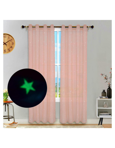 Cortinas Transparentes Eimilaly 2 Paneles 213 cm Rosa Claro Cortinas Transparentes Eimilaly 2 Paneles 213 cm Rosa Claro
