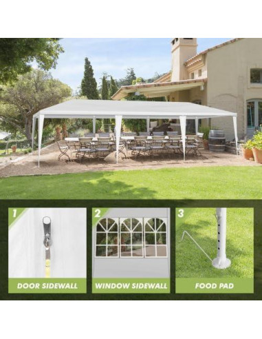 Carpa de Boda Anwick 3x9m con 8 Paredes Laterales Removibles