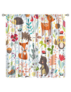 Cortinas Opacas Trelemek 2 Paneles Animales del Bosque