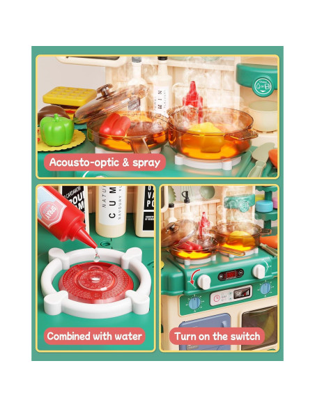 Juego de Cocina Infantil Eohemeral con Luces y Sonidos Verde Juego de Cocina Infantil Eohemeral con Luces y Sonidos Verde