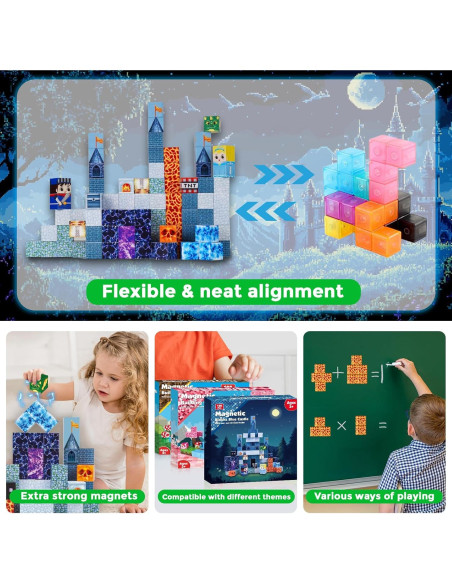 Bloques Magnéticos 100 PCS Castillo Azul Annexfun - Juguetes STEM Bloques Magnéticos 100 PCS Castillo Azul Annexfun - Juguetes STEM