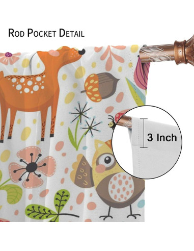 Cortinas Opacas Trelemek 2 Paneles Animales del Bosque