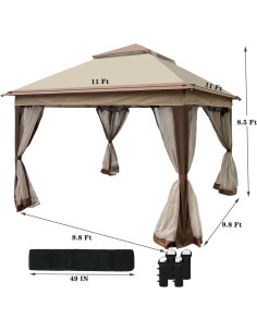 Gazebo Plegable Genérico 3.35x3.35m con Red Desmontable 2