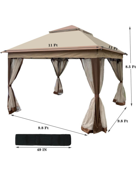 Carpa Gazebo Plegable FUCIHOMA 3x3m Impermeable con Malla Carpa Gazebo Plegable FUCIHOMA 3x3m Impermeable con Malla