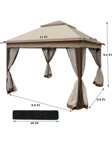 Toldo Gazebo Pop Up Lapday 3.4x3.4m con Red Desmontable