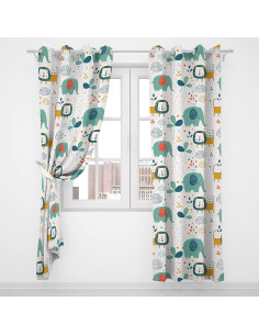 Cortinas Opacas Trelemek 2 Paneles 66x213 cm Tropicales 2