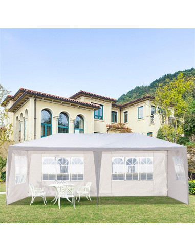 Carpa Gazebo Impermeable 3x6m VERYKE con 4 Paredes Blancas