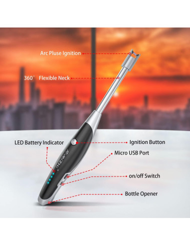 Encendedor Eléctrico AT-Mizhi Recargable con Linterna LED