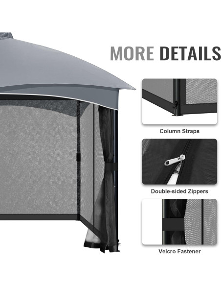 COWVIE Malla de Reemplazo para Gazebo 3.05m x 3.05m Negra COWVIE Malla de Reemplazo para Gazebo 3.05m x 3.05m Negra