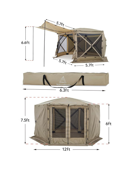 Tienda Gazebo Plegable NatureNook 3.66x3.66m para 8 Personas Tienda Gazebo Plegable NatureNook 3.66x3.66m para 8 Personas