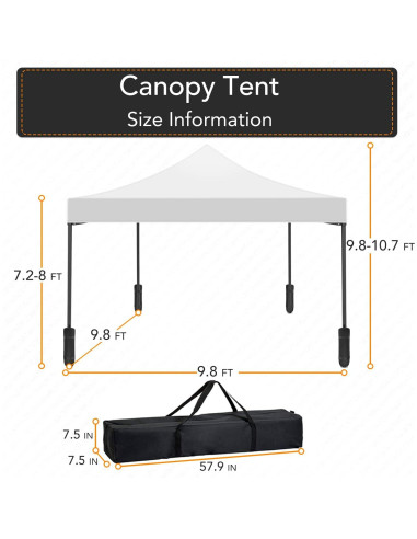 Toldo Plegable 3x3m PayLessHere Blanco con Protección UV