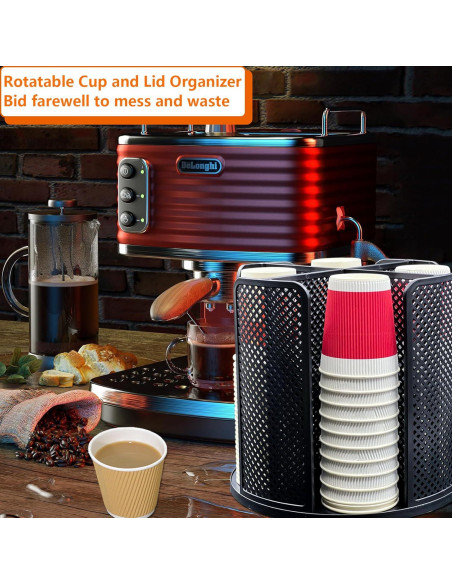 Dispensador Rotativo de Tazas de Papel CITZCFYU Negro 80 Tazas Dispensador Rotativo de Tazas de Papel CITZCFYU Negro 80 Tazas